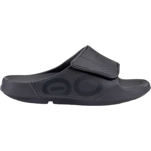 OOFOS OOahh Sport Flex Unisex Recovery Slide Sandals Black Synthetic